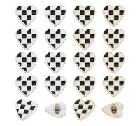 NBEADS 48 Pcs 2 Colors Shank Heart Buttons, 1.7cm Checkerboard Buttons 1-Hole Plastic Plaid Sewing Button Heart with Tartan for Jackets Suits Coats Garment Accessories, Black White