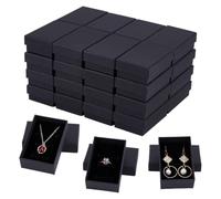 NBEADS 48 Pcs Jewelry Ring Gift Boxes, 8x5x2.7cm Black Rectangle Cardboard Jewelry Packaging Boxes with Sponge Insert for Earrings Necklaces Rings Bracelets Holiday Gift Wrapping