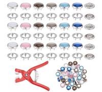 NBEADS 48 Set Brass Snap Buttons Kit, Brass and Resin Multiple Colors Pearl Buttons with Five Claw Press Button Snap Fastener Pliers Suitable for Various Fabrics and DIY Projects