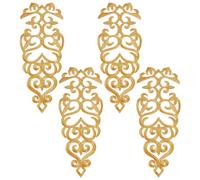 NBEADS 4Pcs Embroidered Applique Patch, Gold Embroidery Lace Patches Iron on Patches Sew on Patches for Wedding Dress Decoration Repair Clothing Backpacks Jeans Caps, 11.4x4.6x0.04inch