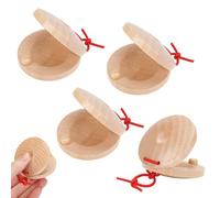 NBEADS 4Pcs Wooden Castanet, Percussion Instrument Hand Finger Castanets Wood Castanets Classroom DIY Rhythm Music Musical Instrument Folk and World Hand Percussion, 7.5cm