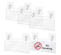 NBEADS 5 Pcs Acrylic Window Sign Holder Combo, 22.3x10.4cm Clear Pvc-Arylic Label Holder With 10 Pcs Stick-On Hooks No Drill Storefront Menu Display For Glass Door Cafe Retail Open Hours