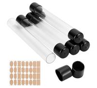 NBEADS 5 Pcs Clear Plastic Tubing with Caps, 20.5x2.8cm Transparent Rigid Storage Tubes with1 Sheet Stickers for Crafts Storage Plumbing Aquarium DIY Projects
