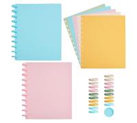 NBEADS 5 Sets Discbound Notebook Cover and Disc Set 287x223mm Poly Cover with Disc Discbound Notebook Accessories for School Office Subject Document, Candy Colors Series