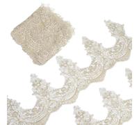 NBEADS 5 Yards Metallic Venice Lace Trim, 24cm Gold Sequin Flower Embroidery Lace Ribbon Applique Sewing Floral Crown Edge Trimming for DIY Crafts Clothes Wedding Home Decor
