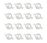 NBEADS 50 Pcs 10mm Round Silver Plated Brass Strong Clasps Connectors for Necklace Bracelet Making, 16x10mm, Hole: 1.2mm