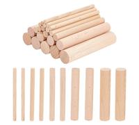 NBEADS 50 Pcs 5 Sizes Wooden Small Cylinder, 10x0.6-2cm Unfinished Wooden Craft Column Round Solid Beech Wood Craft Sticks for DIY Crafts Painting Home and Garden Decoration, Bisque