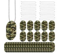 NBEADS 50 Pcs Acrylic Dog Tags with 70cm Chain, Military Camouflage Design Pet Necklace DIY Kits for Pets Crafts and Party Accessories