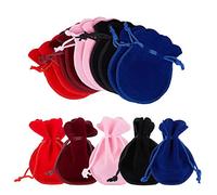 NBEADS 50 Pcs Velvet Bags, Velvet Cloth Drawstring Pouches for DIY Candy Gift and Jewelry Necklace Bracelet Packing, 9x7cm, 5 Colors