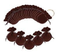 NBEADS 50 Pcs Velvet Drawstring Bags, 3.54×2.75 Inch Calabash Shape Drawstring Jewelry Pouches Candy Gift Packaging Bags for Christmas Wedding Birthday Party Favors, Coconut Brown