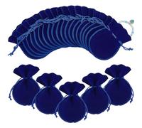 NBEADS 50 Pcs Velvet Drawstring Medium Blue Bags, 4.72x3.54 Inch Gourd Pouches Candy Gift Packing Bags for Jewelry, Party Favors