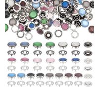 NBEADS 50 Sets 10 Colors Brass Snap Buttons, 10mm MINI Decorative Snap Buttons Metal Garment Buttons Resin Pearl Snaps Fasteners for Clothes Skirt Popper Studs DIY Sewing Crafts
