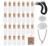 NBEADS 50 Sets Mustard Seed Faith Necklace Kit, DIY Mini Glass Bottle Charms with Leather Cord Inspirational Cards Christian Gifts for Baptism Favors, No Seed Include