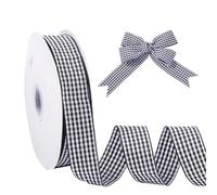 NBEADS 50 Yards Polyester Gingham Ribbon, 1Inch Black and White Checkered Tartan Pattern Decoration Ribbon for Crafts Gift Wrapping Hair Bows DIY Craft Birthday Party