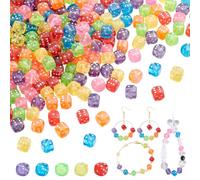 NBEADS 500g Colorful Dice Beads, 8mm Cube Spacer Beads with 1.4mm Hole About 1050-1136pcs Transparent Acrylic Dice Beads for Jewelry Making Bracelets Necklaces DIY Crafts