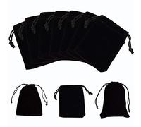 NBEADS 50Pcs Velvet Gift Bag with Drawstring Jewelry Bags Candy Bags Wedding Party Favors, Black, 9x7cm