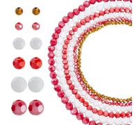 NBEADS 528 Pcs Czech Faceted Round Glass Beads, 4mm/6mm/8mm Fire-Polished Spacer Beads for Jewelry Making DIY Crafts Projects