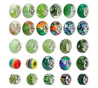 NBEADS 54 Pcs Rhinestone European Beads, Mixed Style and Colors Rondelle Acrylic Resin Clay Polyme Beads Large Hole Charms Beads for DIY Crafts Jewelry Making