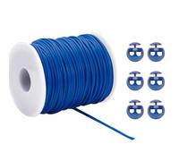 NBEADS 55 Yards/50m Stitch Keeping Cords, 2mm Hollow Rubber Tubing Knitting Barber Cord Stitch Keeper with 6 Pcs 0.55cm Hole Cord Locks for Holding Stitches Bracelet Necklace Beading, Marine Blue