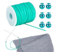 NBEADS 55 Yards Stitch Keeping Cord, 2 mm Hollow Rubber Tubing Knitting Barber Cord Stitch Keeper with Plastic Cord for Holding Stitches Bracelet Necklace Beading and Jewelry Making, Medium Turquoise