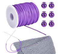 NBEADS 55 Yards Stitch Keeping Cords, 2 mm Hollow Rubber Tubing Knitting Barber Cord Stitch Keeper with Plastic Cord Locks for Holding Stitches Bracelet Necklace Beading and Jewelry Making, Mauve