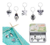 NBEADS 5Pcs 5 Styles Porcelain Stitch Markers, Butterfly Penguin Crochet Stitch Marker Charms Knitting Locking Marker with Leverback Earring Findings for Knitting Crochet Quilting Jewelry Making
