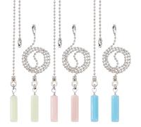 NBEADS 6 Pcs 3 Colors Fan Pull Chains, 35.2cm Luminous Stone Fan Pull Fan Pendant Extension with Iron Ball Chain for Ceiling Fan Pulls