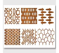 NBEADS 6 Pcs 6 Styles Retro Tile Stencils, Mid Century Modern Painting Stencil Tempalte DIY Art Craft Painting Wall Stencils 11.8×11.8 Inch for Painting on Wood Canvas Paper Furniture Wall