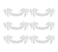 NBEADS 6 Pcs Carved Appliques Onlays White PVC Appliques, Bowknot Appliques Onlays Set Unpainted Decorative Carved Decals for Bed Door Cabinet Wardrobe Mantel, 19x6.5cm