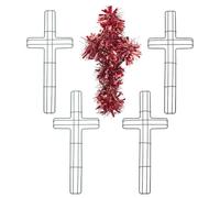 NBEADS 6 Pcs Cross Wreath Frames, Iron Wire Floral Frame 41.6cm Garden Wire Wreath Forms Front Door Wreath Cross for Religion Wedding Church DIY Craft Project，Black and Green