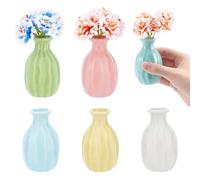 NBEADS 6 Pcs Mini Ceramic Flower Vase, Rustic Decor Vase Modern Farmhouse Decor Multicolored Plain Small Vases for Flowers Small Plants Floral Dining Room Shelf Decor