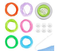 NBEADS 6 Pcs Stitch Stopper Set, 2mm Stitch Keeping Cords with 12 Pcs Plastic POM Cord Locks Silicone Knitting Stitches in a Storage Tin for Holding Stitches and Making DIY Crafts