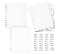 NBEADS 6 Set Discbound Notebook Cover and Disc Set 12.2x9 Inch Poly Cover with Disc Discbound Notebook Accessories for School Office Subject Document, White
