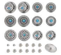 NBEADS 6 Sets Screw Back Buttons, Turquoise Western Round Turquoise Rivets Metal Sunflower Decorative Buttons for DIY Leather Craft, Clothes, Shoes, Bags, Deep Sky Blue
