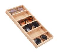 NBEADS 6 Slots Sunglass Display Tray, 17.5x39.7x2.9cm Bamboo Eyewear Storage Case Sunglass Organizer Drawer Tray Eyewear Holder for Home or Office, Wheat