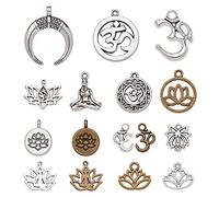 NBEADS 60~70pc Alloy Pendants, OHM Charms OM Lotus Flower Styles Charms Pendants DIY for Jewellery Making Necklace Bracelet
