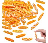 NBEADS 60 PCS Mini Fake Bread Set, Realistic Artificial Breads Model Resin Bakery Bread Faux Simulation Food Bread Baguette Resin Ornaments for Pretending Prop Decorations, long 36-38cm