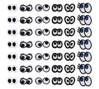 NBEADS 60Pcs 6 Styles Black White Eye Iron on Embroidered Patches, Eyes Sew On Patches Embroidery Sticker Appliques DIY Accessories for Jackets Jeans Clothes Sewing Crafts Decoration