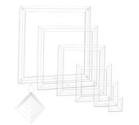 NBEADS 6Pcs Acrylic Quilting Templates Set, Square Cutting Ruler Template with Hinged Rings Transparent Sewing Guides 38x38mm to 165x165mm for Fabric Marking and Craft Design