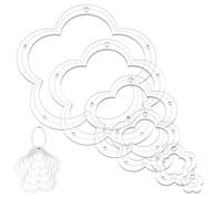 NBEADS 6Pcs Acrylic Quilting Templates Set with Hinged Rings, Cutting Ruler Template Transparent Flower Sewing Guides 0.98x0.98 to 5.91x5.91 for Fabric Marking and Craft Design