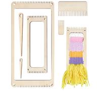 NBEADS 6Pcs Wood Weaving Loom Kit, Bookmark Loom with Weaving Comb and Crochet Needle, Perfect for Adult Beginners and Weaving Lovers
