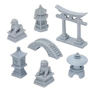 NBEADS 7 Pcs 6 Styles Mini Zen Garden Accessories, Garden Decor Micro Landscape Fish Tank Lion Lighthouse Tower Bridge Figurines for Decoration
