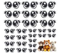 NBEADS 72 Pairs 3 Styles Sew on Felt Eyes for Crafts, Plush Animals Making Felt Eyes with Lashes Large Crochet for DIY Crochet Animal Making Craft