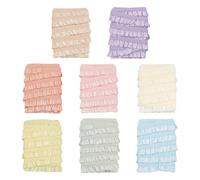 NBEADS 8.7 Yards/8m Elastic Pleated Lace Trim, 1cm Wide Tiny Stretchy Ruffles Narrow Ruffle Edge Lace Ribbon Mini Lace Decoration for Clothes Decoration Sewing Craft Supply, Light Color Scheme