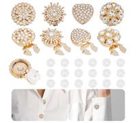 NBEADS 8 Pcs Button Covers for Women with 20 Pcs 11mm/0.4 Inch Sewing Buttons, Rhinestone Alloy Cufflinks Clip-On Decorative Buttons for Blouses Shirts Clothing Embellishments, Golden