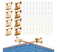NBEADS 8 Pcs Cattle Knitting Needle Stoppers with 60 Pcs Safety Pins, Needle Point Protectors Pear Shape Knitting Pins for Knitting Crocheting Sewing DIY Craft