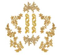 NBEADS 8 Pcs Embroidery Lace Patches,4 Styles Flower & Leaf Patches Iron on Patches Sew on Patches Golden Floral Lace Appliques for Wedding Dress Decoration Repair Clothing Backpacks Jeans