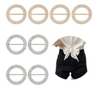 NBEADS 8 Pcs Rhinestone Scarf Clip Rings, Round T Shirt Clip Scarves Waist Buckles Clothes Corner Knotted Button for Clothing Neckerchief Shawl, Platinum and Light Gold