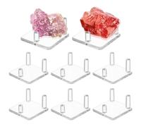 NBEADS 8 Pcs Rock Display Stands, Three-Peg Display Easel Stands Clear Plastic Display Stands for Sphere Crystal Ball Mineral Geodes Rock Agate Small Collectibles, 5x5x2.6cm
