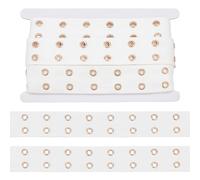 NBEADS 8 Yards Cotton Eyelet Tape, 3.8cm Wide Cotton Grommet Trim with 2-Row Golden Tone Alloy Eyelets Polyester Eyelet Twill Tape for Sewing Garment Corset Shirt Shoes Dress Skirt, White, Hole: 9mm